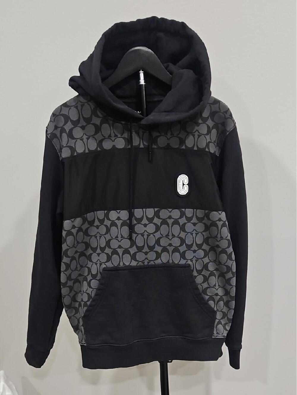Coach Black & Gray Logo-Panel Hooded Sweatshirt